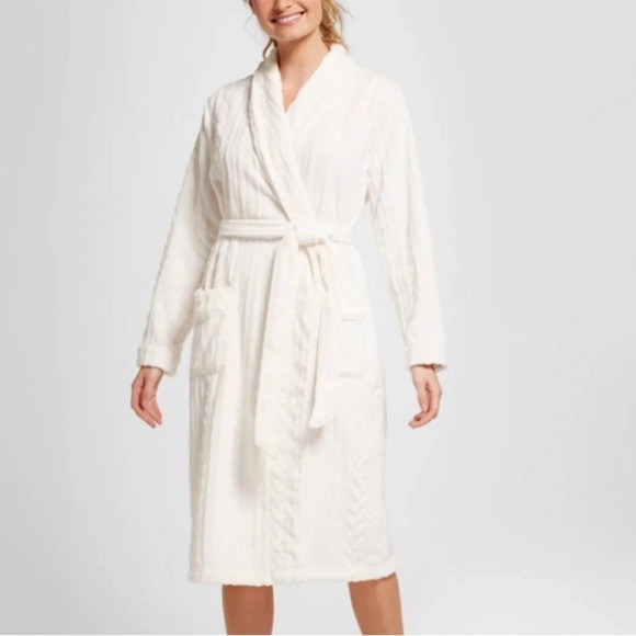 Gilligan & O’Malley sleepwear cozy long sleeve robe 2 pockets belt NEW size M-L - Picture 1 of 10